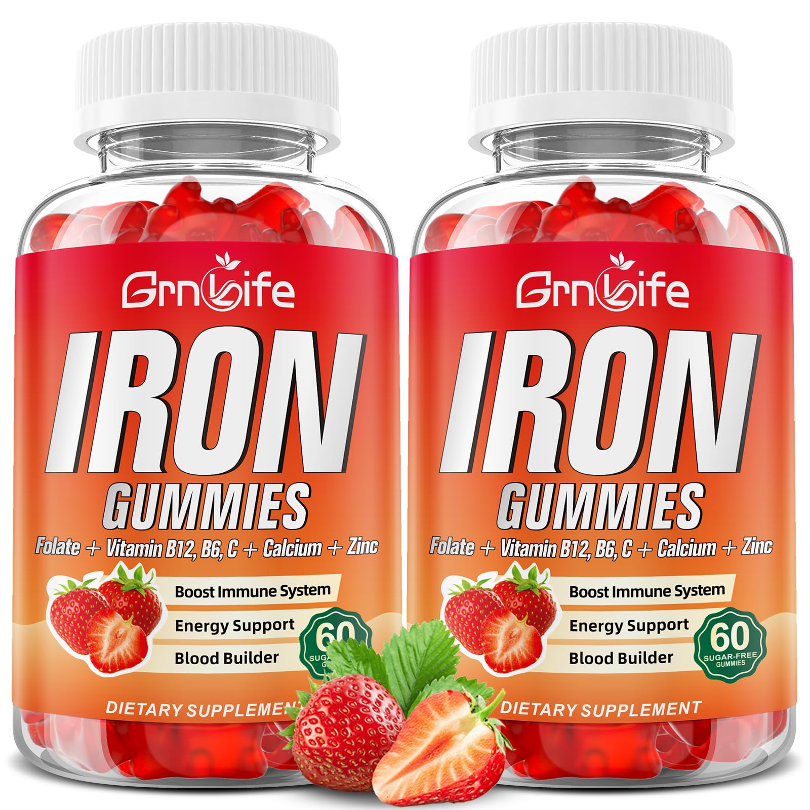 Bottle of strawberry-flavored Iron Gummies (120-count) – hero image
