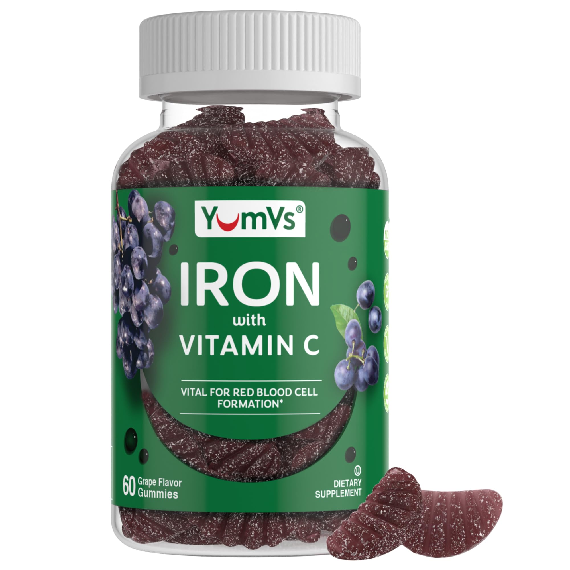 Main image of Iron Gummies with Vitamin C, grape flavor, 60 count