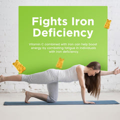 Vitamins C, B6, B12, zinc and folate beside Iron Gummies