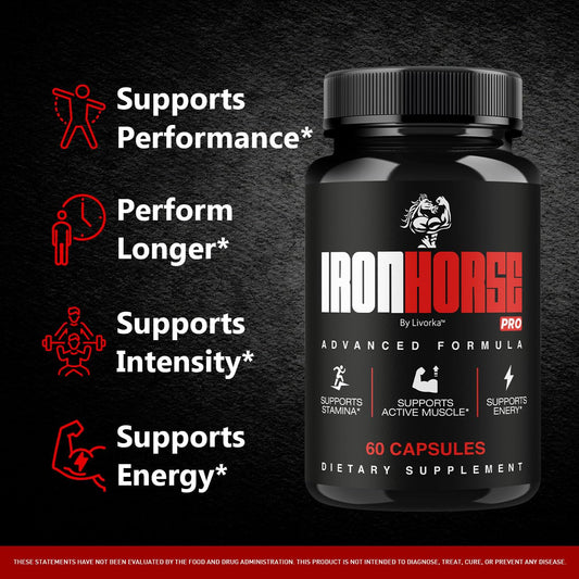 Close-up of Iron Horse Pro label on bottle