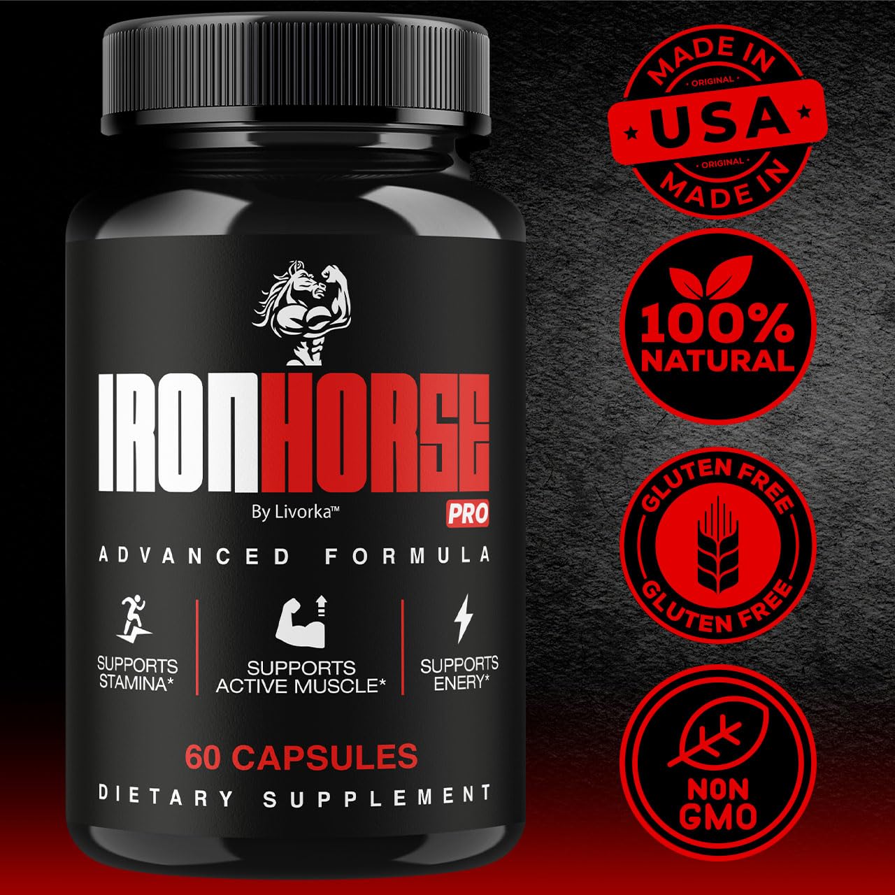 Nutritional facts panel for Iron Horse Pro