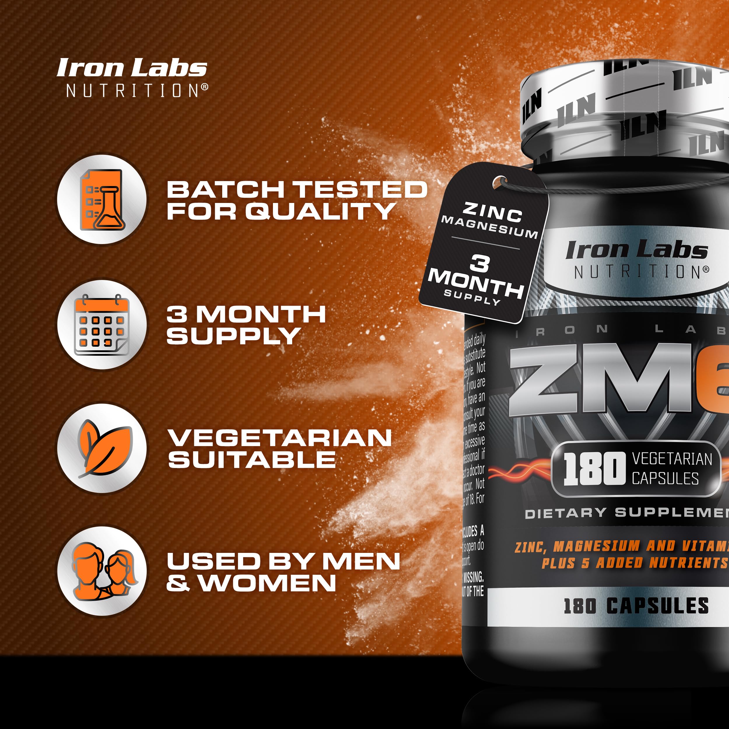 Close-up of Zinc Magnesium Aspartate capsules (ZM6)