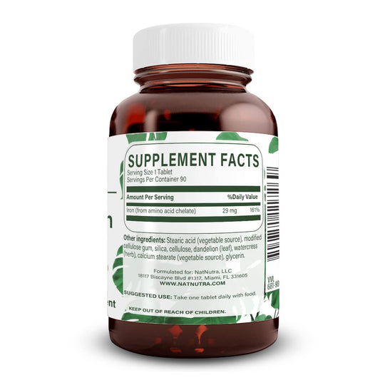 Chelated iron supplement supporting hair, skin and nails health