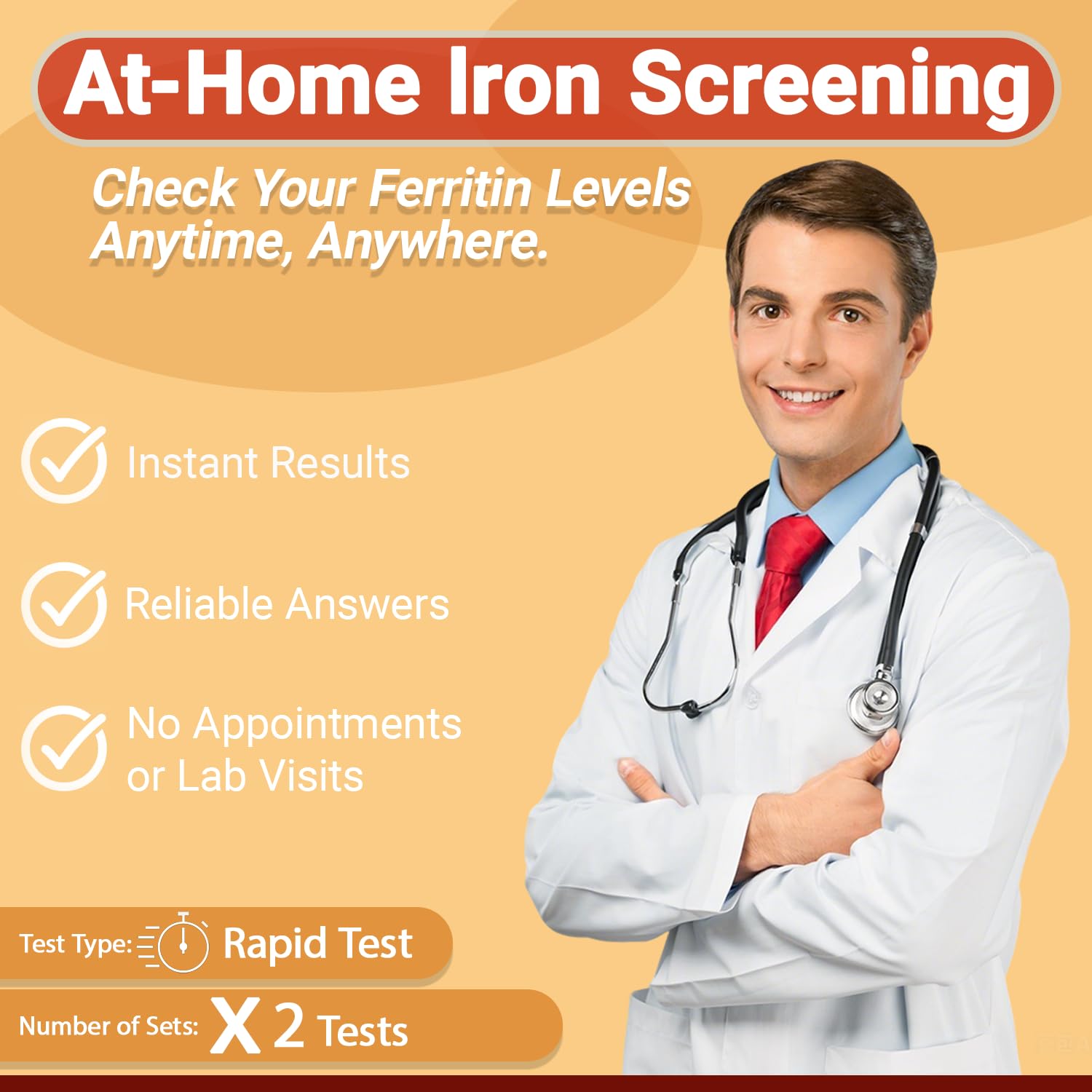 Two-pack iron deficiency test kit packaging
