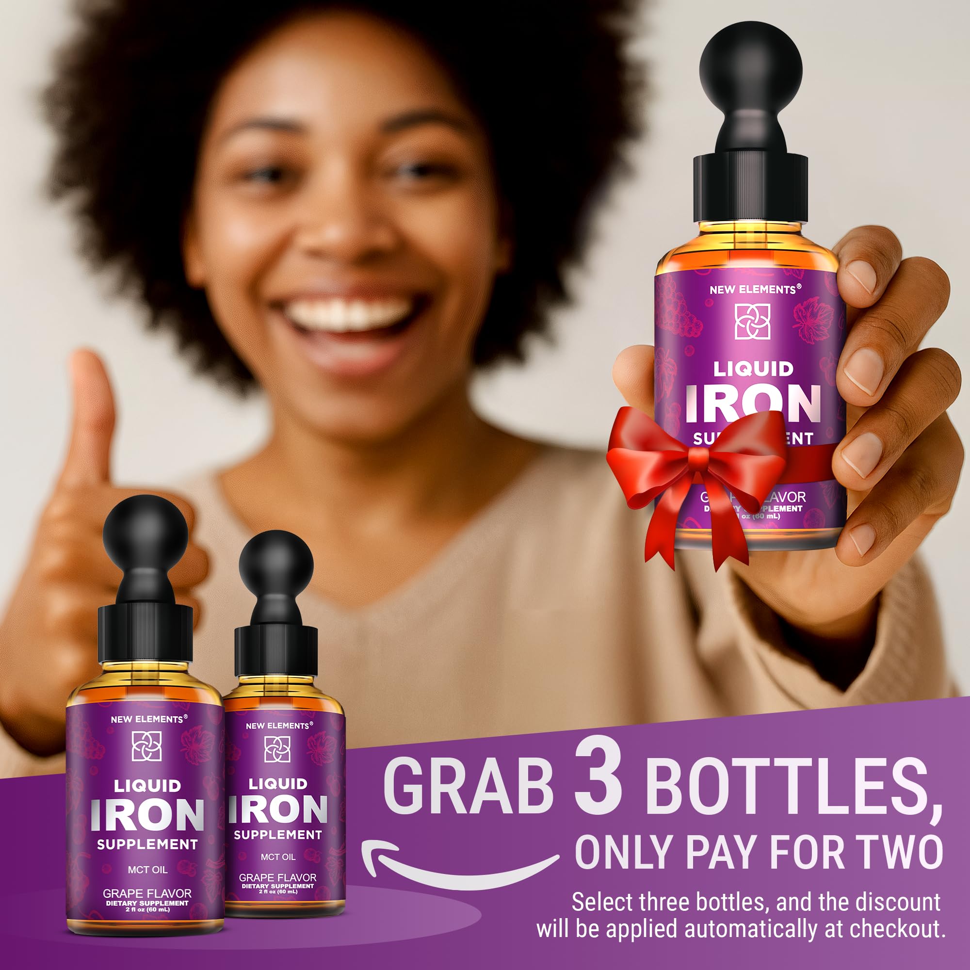 Iron supplement for anemia in a 2oz bottle