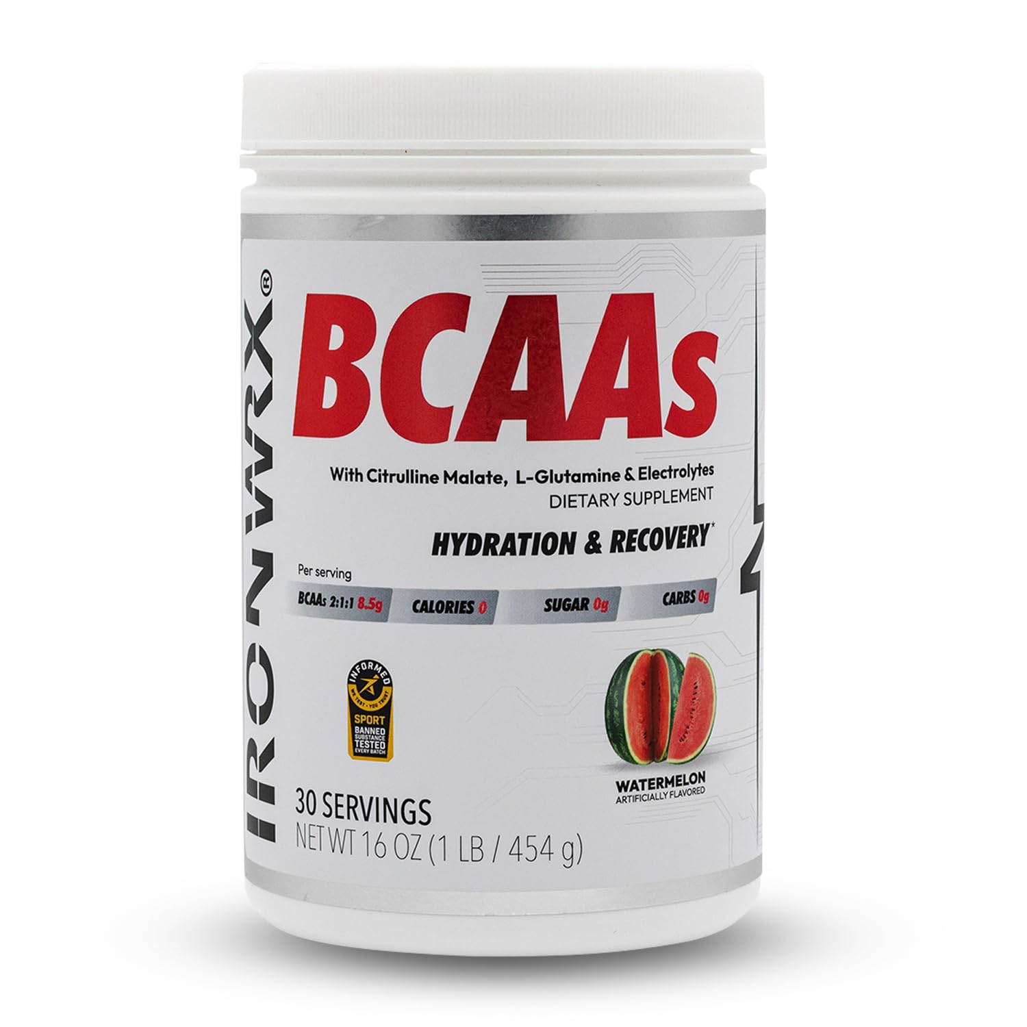 IRONWRX BCAA Powder Watermelon flavor bottle front