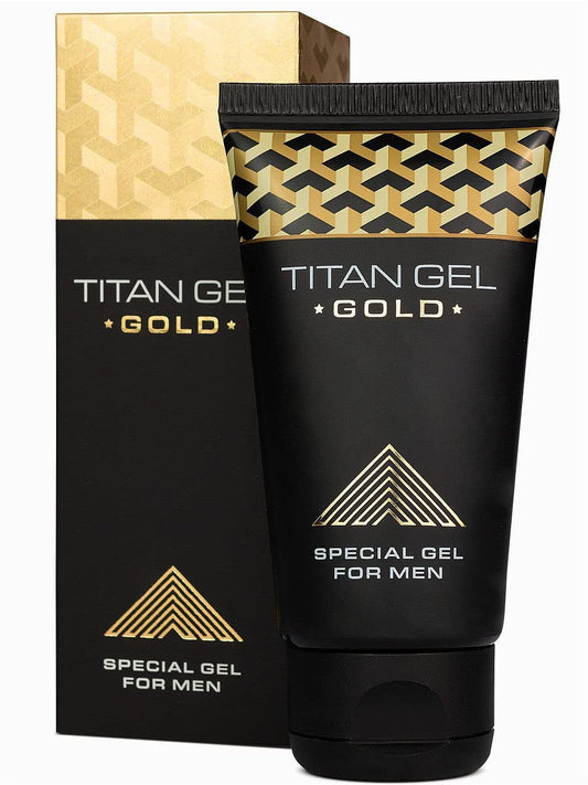 Close-up of Titan Gel Gold bottle
