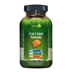 Front view of Irwin Naturals 3in-1 Joint Formula bottle with 90 liquid softgels