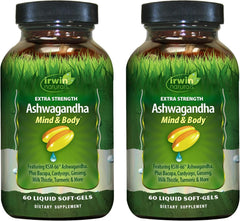 Irwin Naturals Extra Strength Ashwagandha bottle – front view