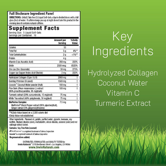 Close up of bottle label showing 2000 mg hydrolyzed collagen per day