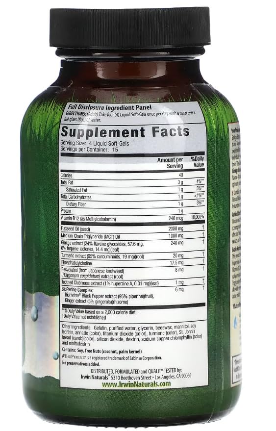 Ingredients highlight: MCT oil, turmeric root, and resveratrol for Ginkgo Biloba formula