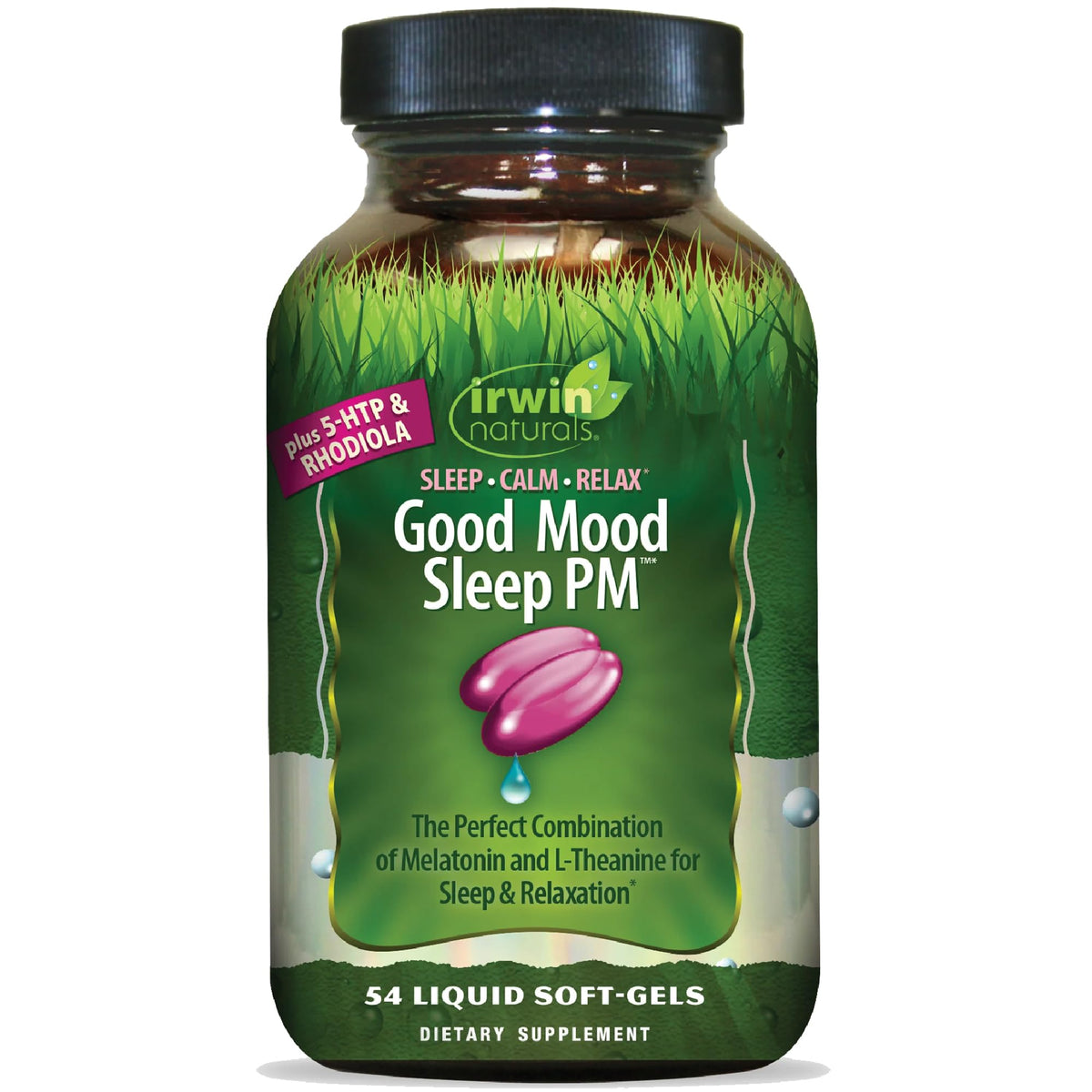 Irwin Naturals Good Mood Sleep PM bottle on a white background