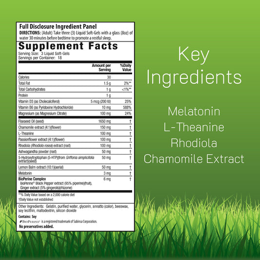 Back label with supplement facts and directions