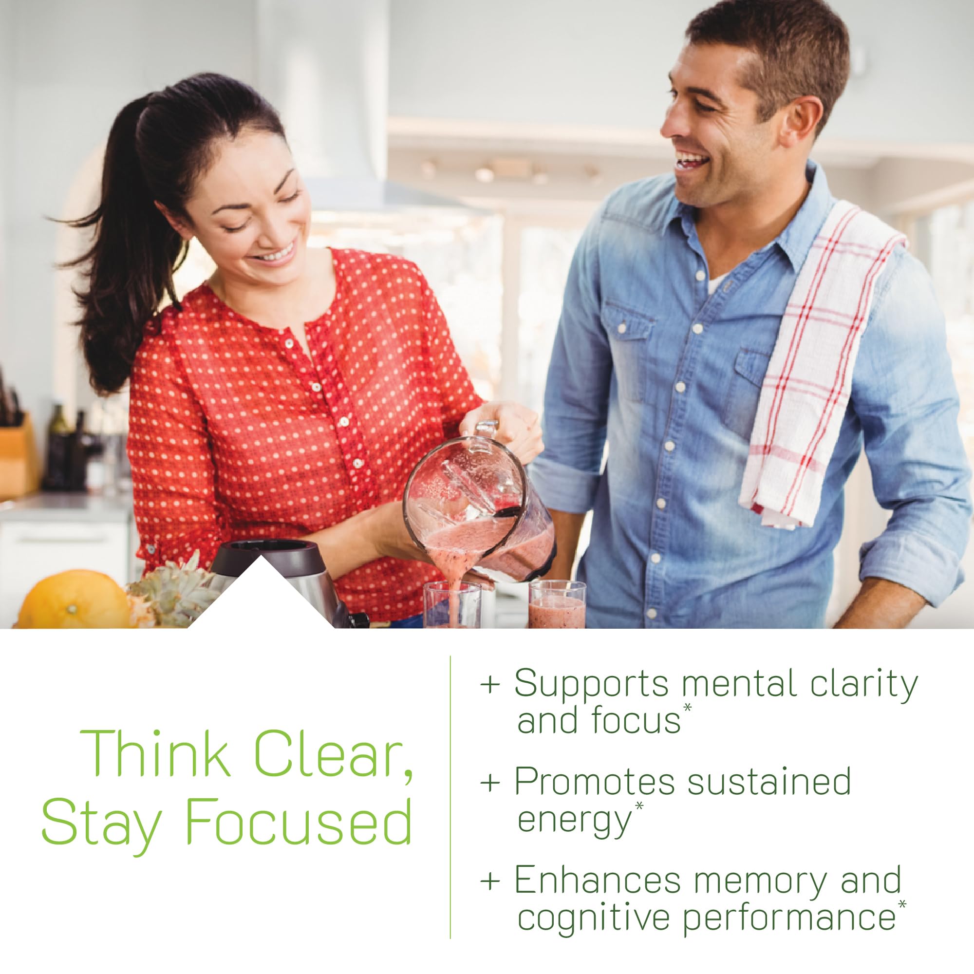 Product label showing 60 soft-gels and brain health benefits