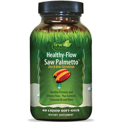 Bottle of Irwin Naturals Healthy Flow Saw Palmetto with zinc and beta-sitosterols