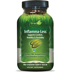 Bottle of Irwin Naturals Inflamma-Less 80 liquid softgels