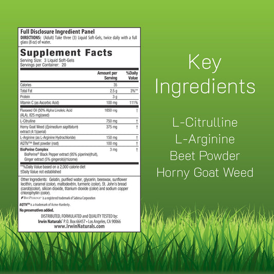 Bottle back label with supplement facts