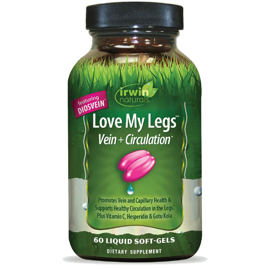 Irwin Naturals Love My Legs bottle and packaging