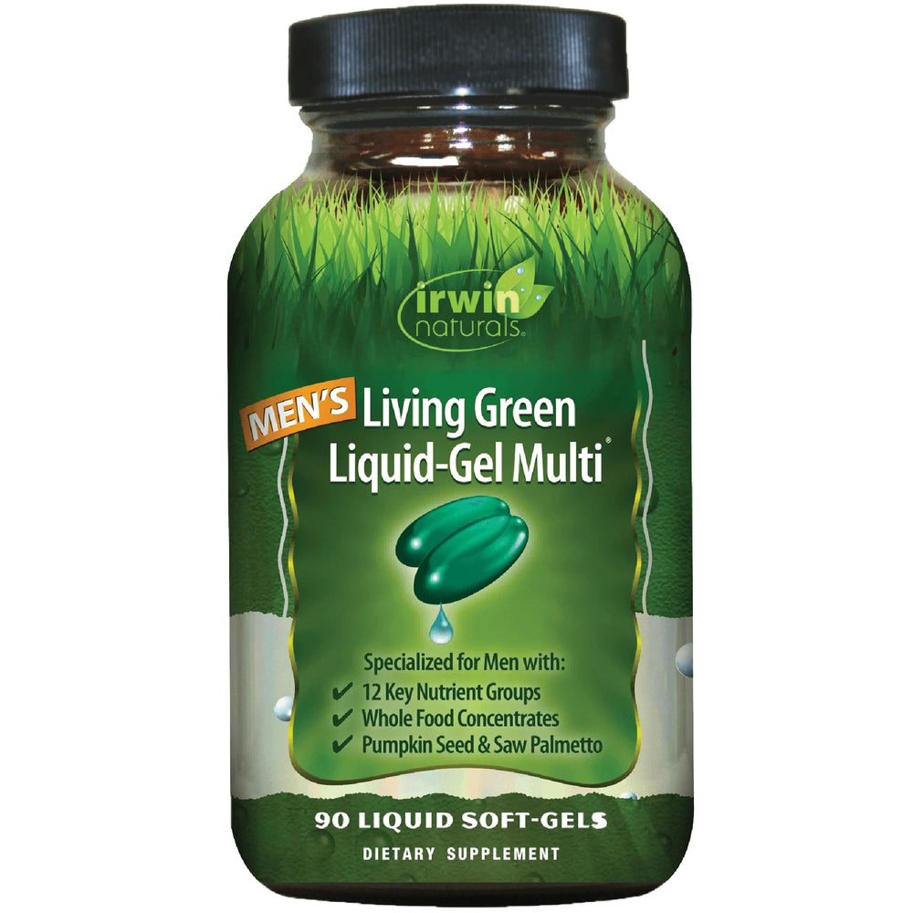 Front view of Irwin Naturals Men's Living Green Liquid-Gel Multi bottle