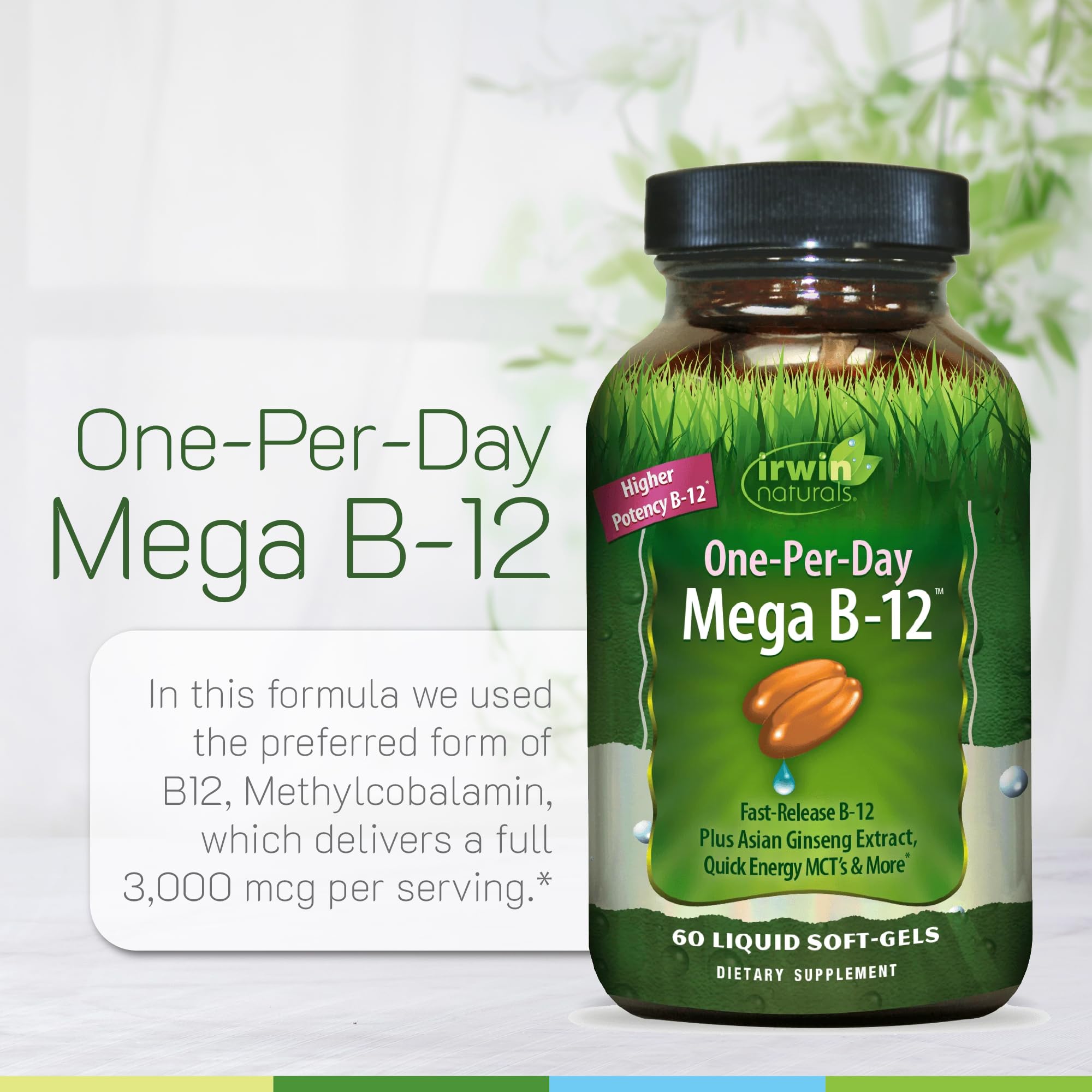 Pack of 2 Irwin Naturals Mega B-12 bottles
