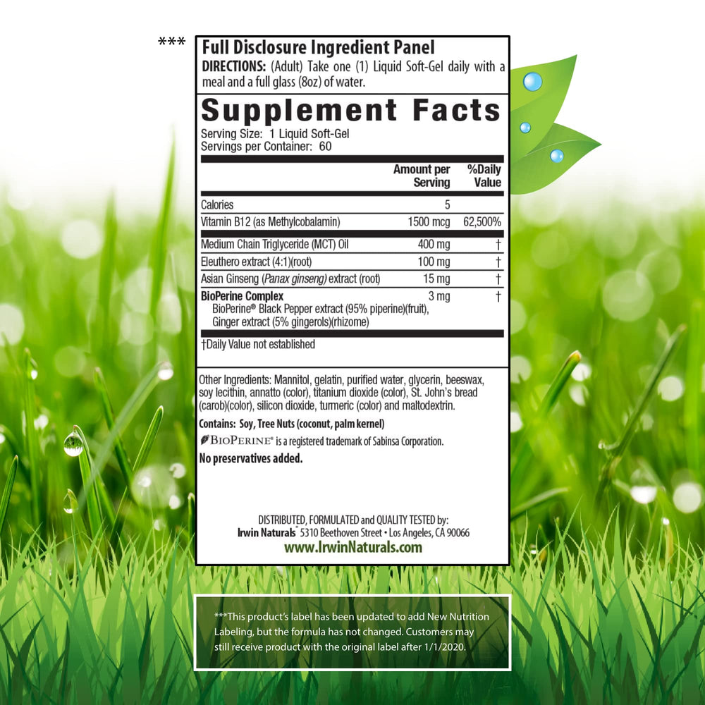 Close-up of product label showing methylcobalamin B-12