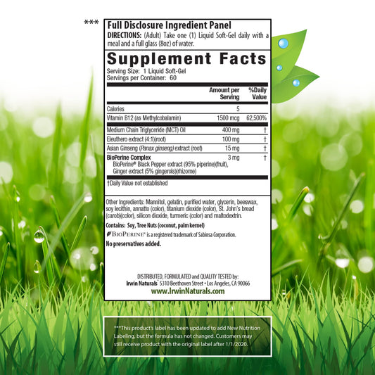 Close-up of product label showing methylcobalamin B-12