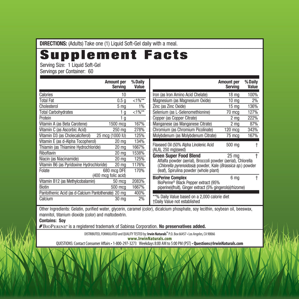 Close-up of label highlighting iron and Vitamin D3 on bottle