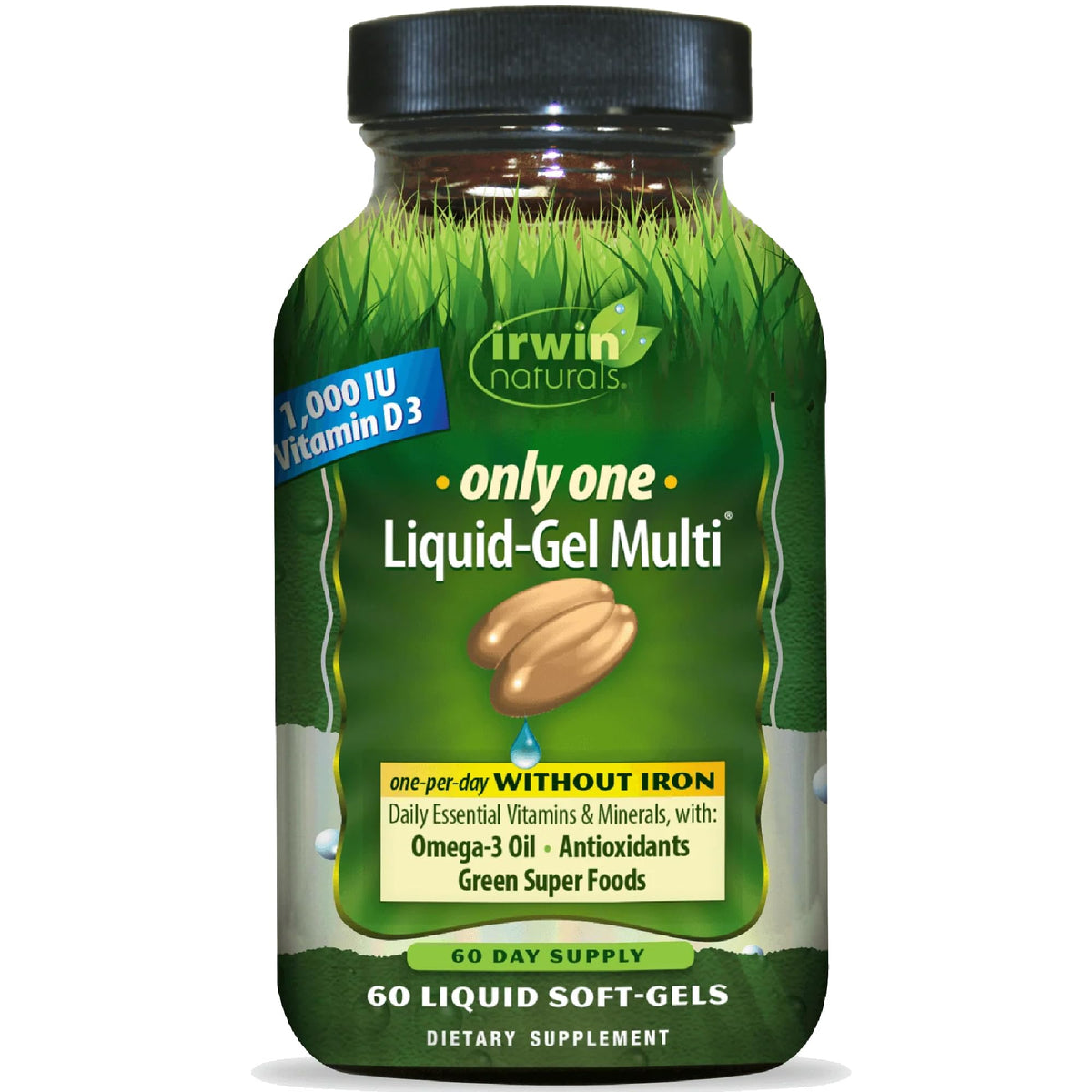 Hero image: Irwin Naturals Only One Liquid-Gel Multi Without Iron with 60 soft-gels