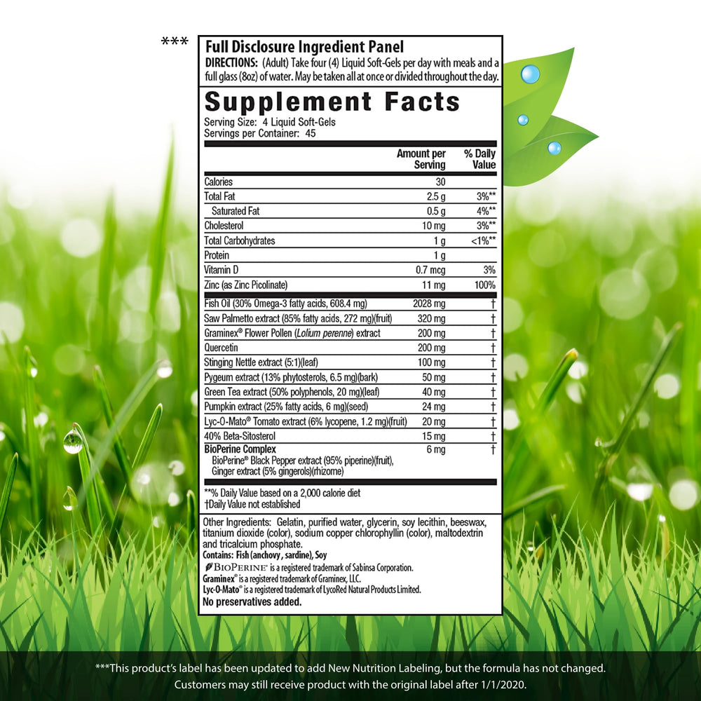 Saw Palmetto and pumpkin seed ingredients