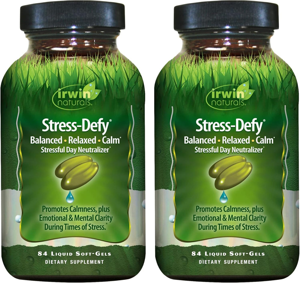 Front view of Irwin Naturals Stress-Defy bottle pack (2 bottles)