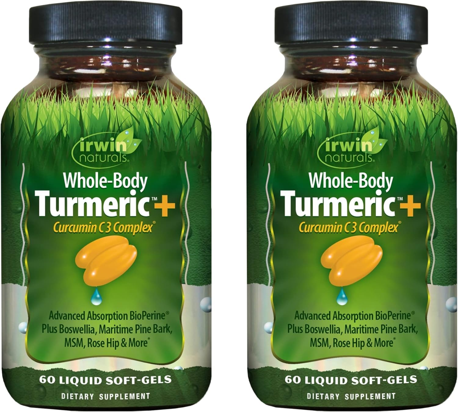 Irwin Naturals Whole Body Turmeric + Curcumin C3 Complex bottle label