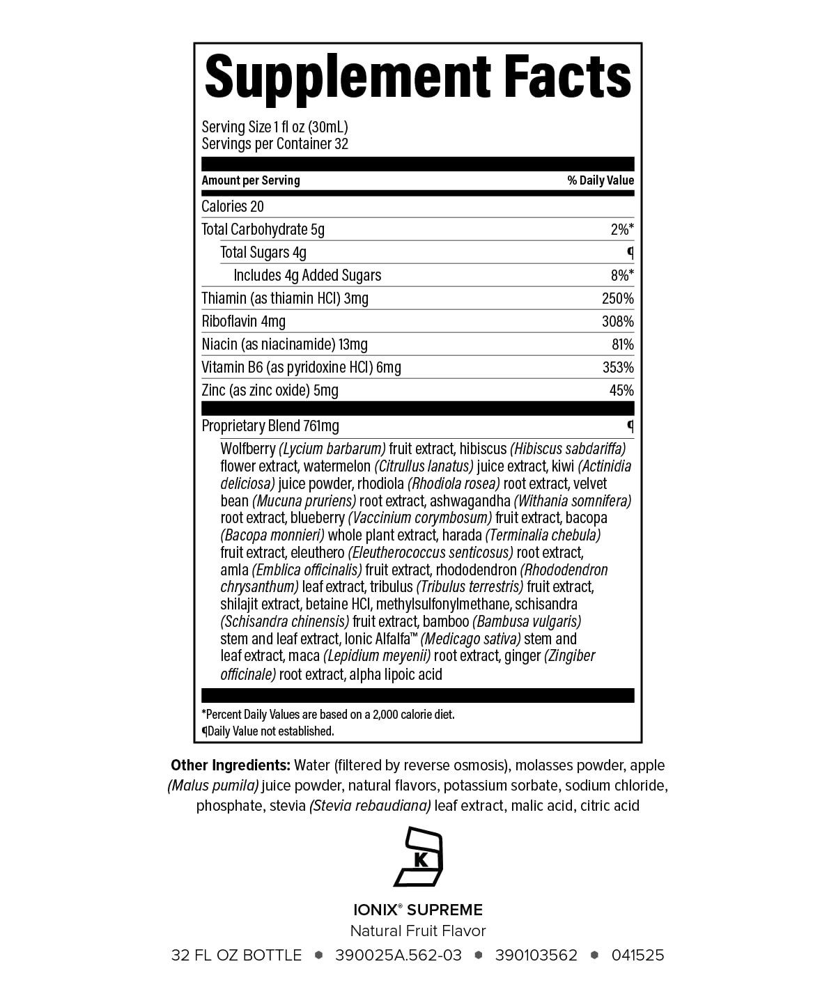 Isagenix close-up label highlighting B12 and adaptogen benefit