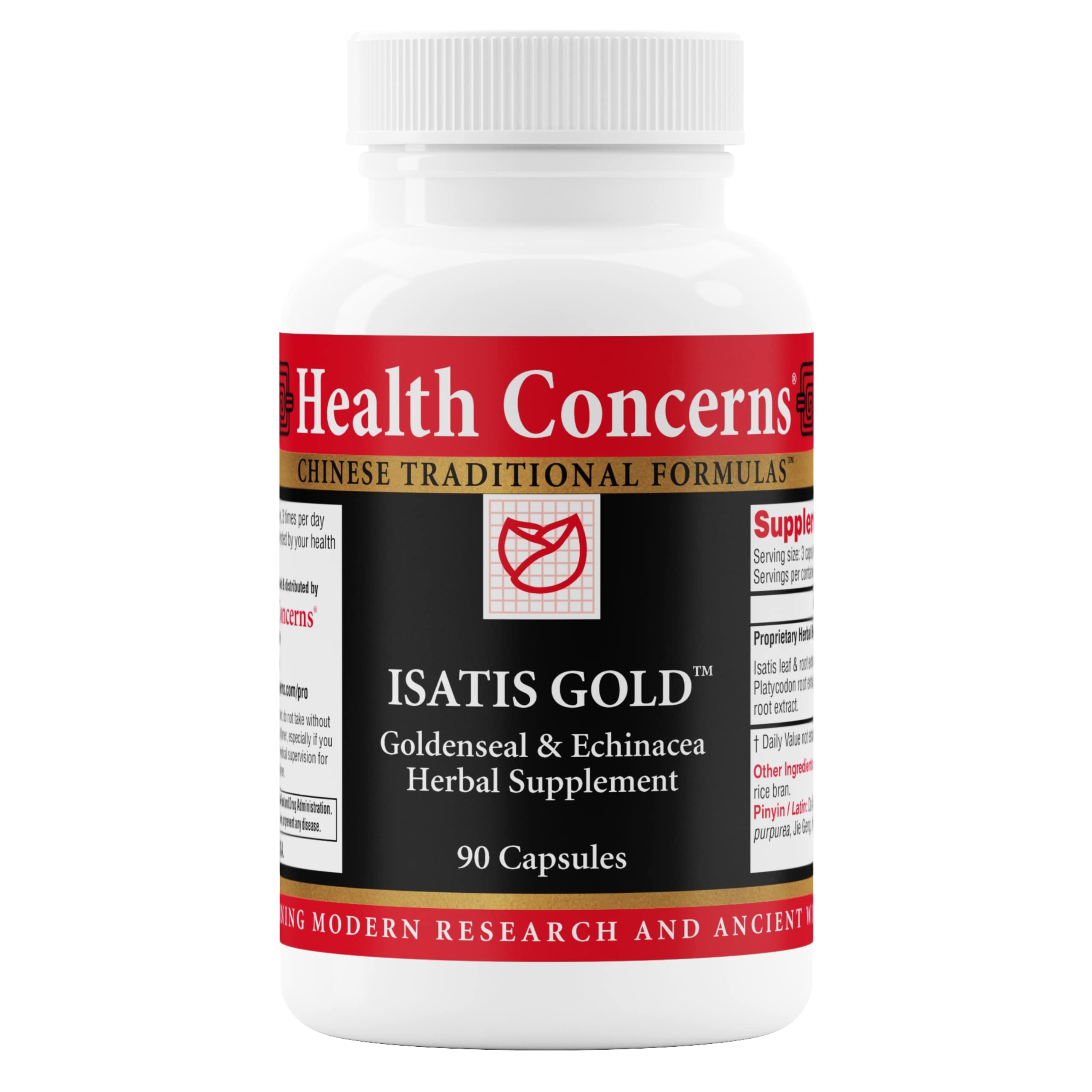 Health Concerns Isatis Gold bottle and label with 90 capsules