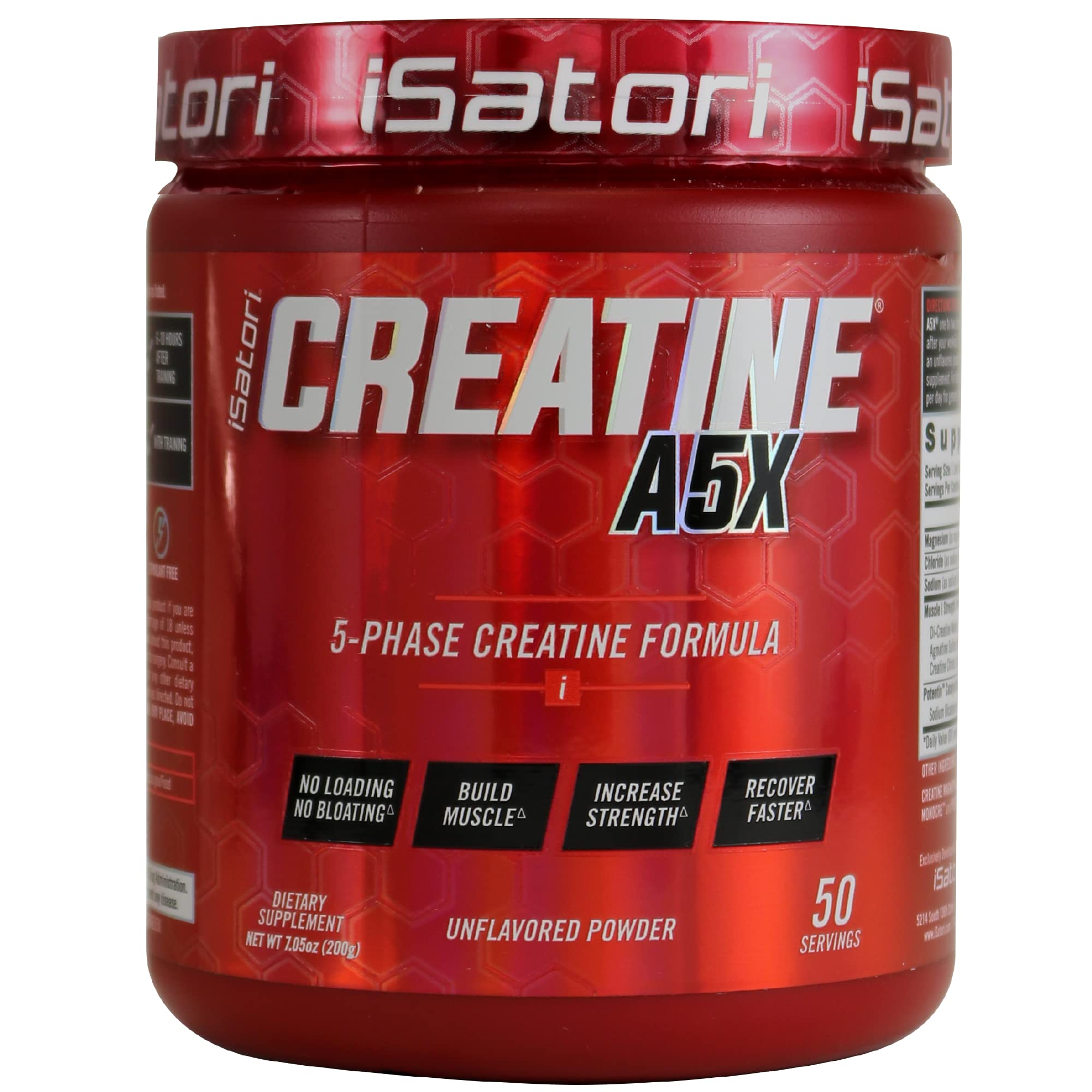 Front view of iSatori Creatine A5X container