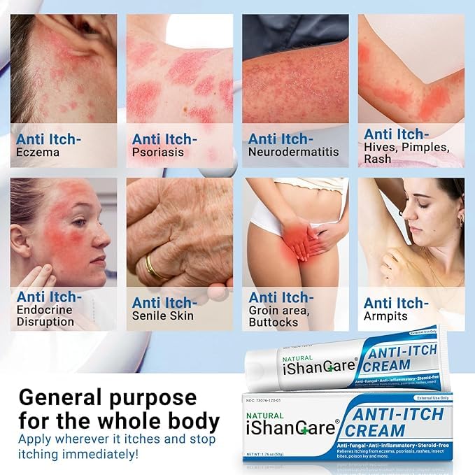 Ishancare anti-itch cream texture swatch reveals a creamy, moisturizing ointment.