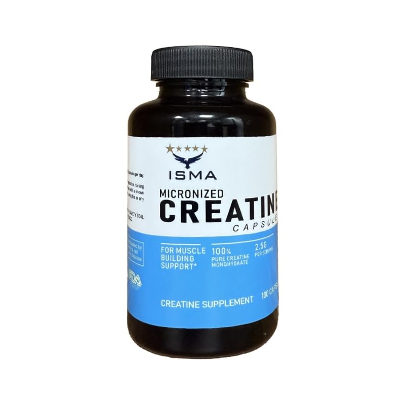 ISMA Creatine Monohydrate Capsules bottle front view
