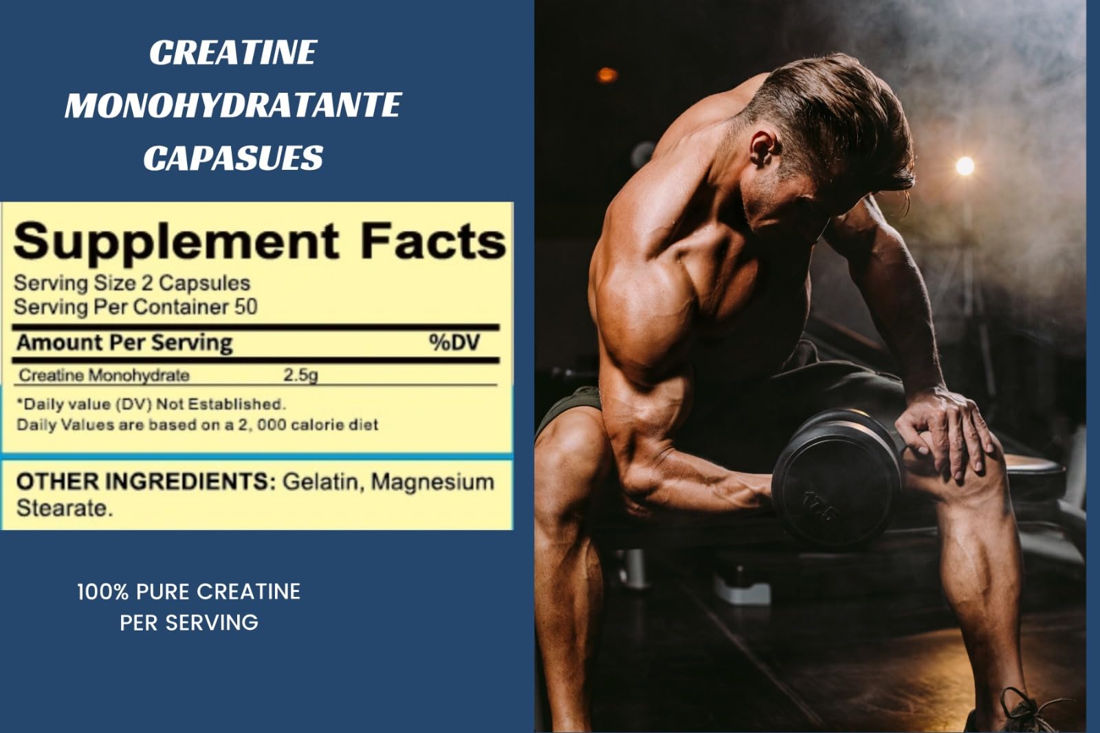 Close-up of white creatine monohydrate capsules