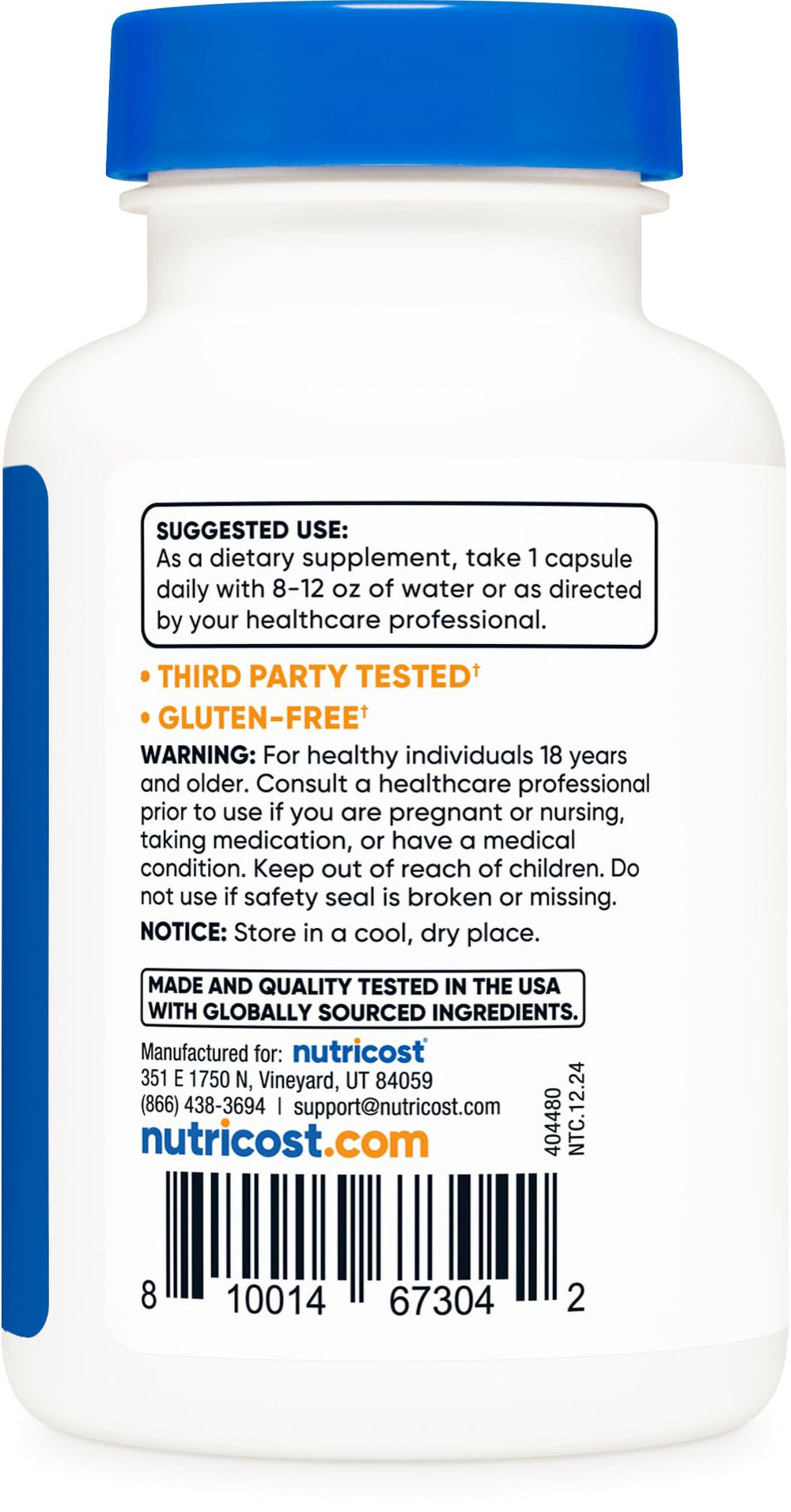 ISO-accredited third-party testing seal on packaging