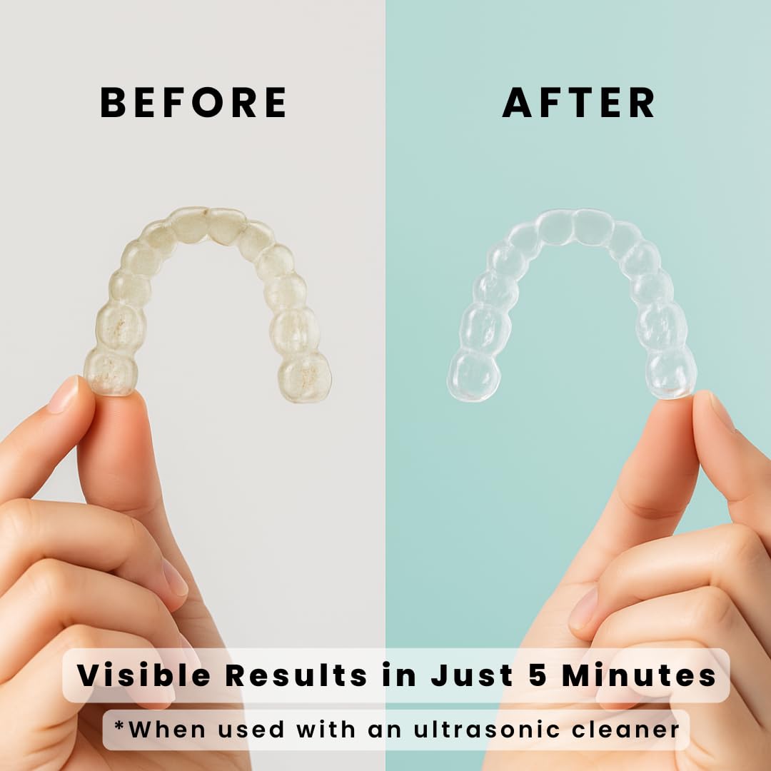 Cleans dental appliances and CPAP masks and tubing