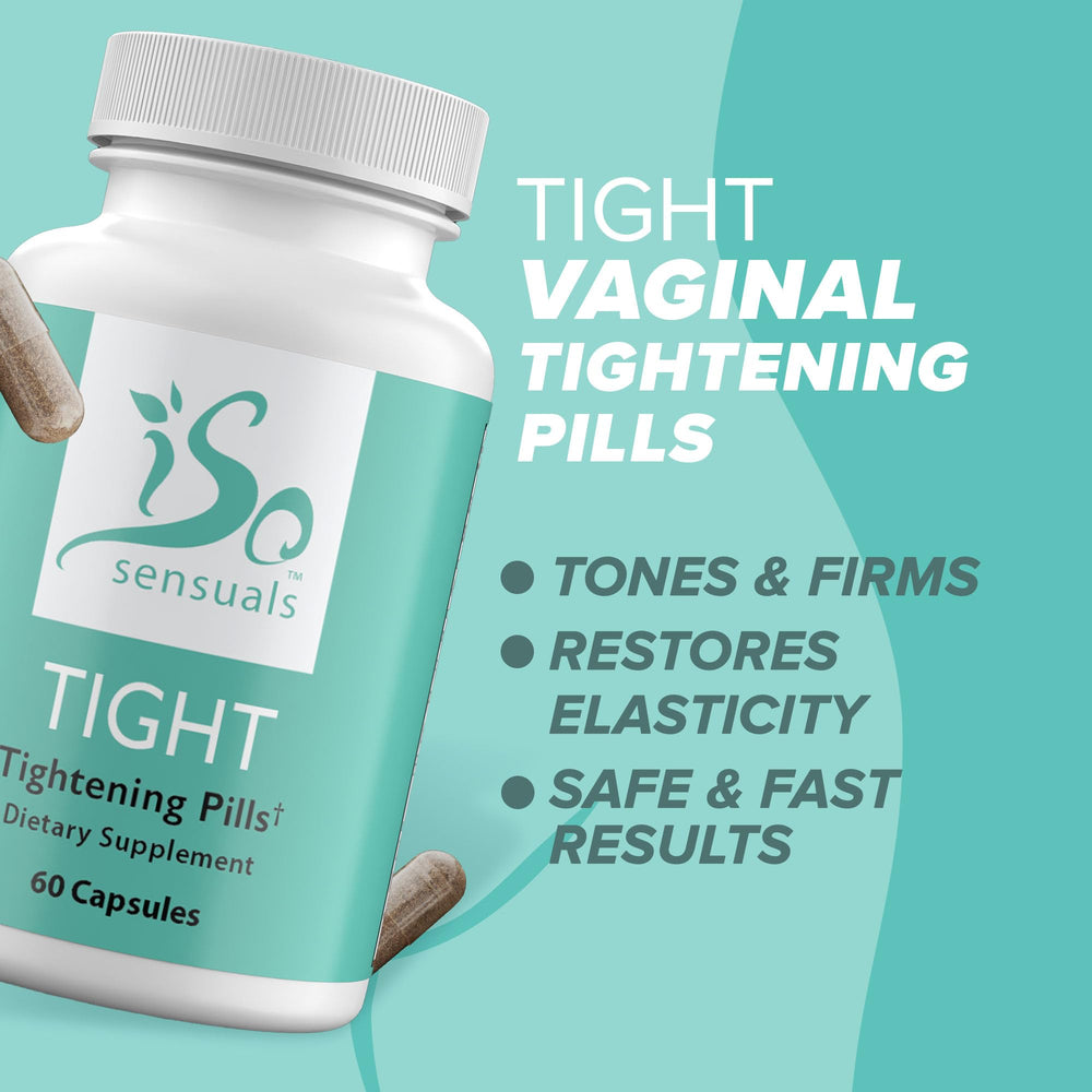 IsoSensuals TIGHT herbal blend bottle showcases maca and kacip fatimah.