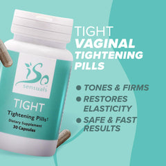IsoSensuals TIGHT herbal blend bottle showcases maca and kacip fatimah.
