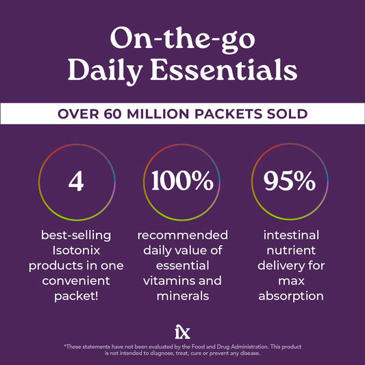 Single-serve powder packet with instructions for Isotonix Daily Essentials