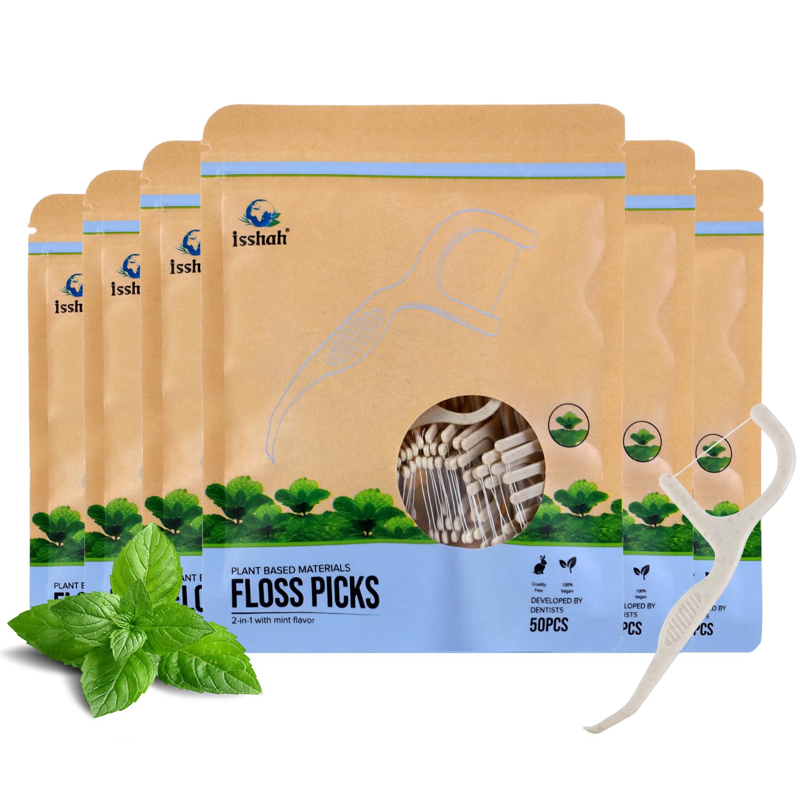Isshah Mint Floss Picks – dual-ended design for easy cleaning