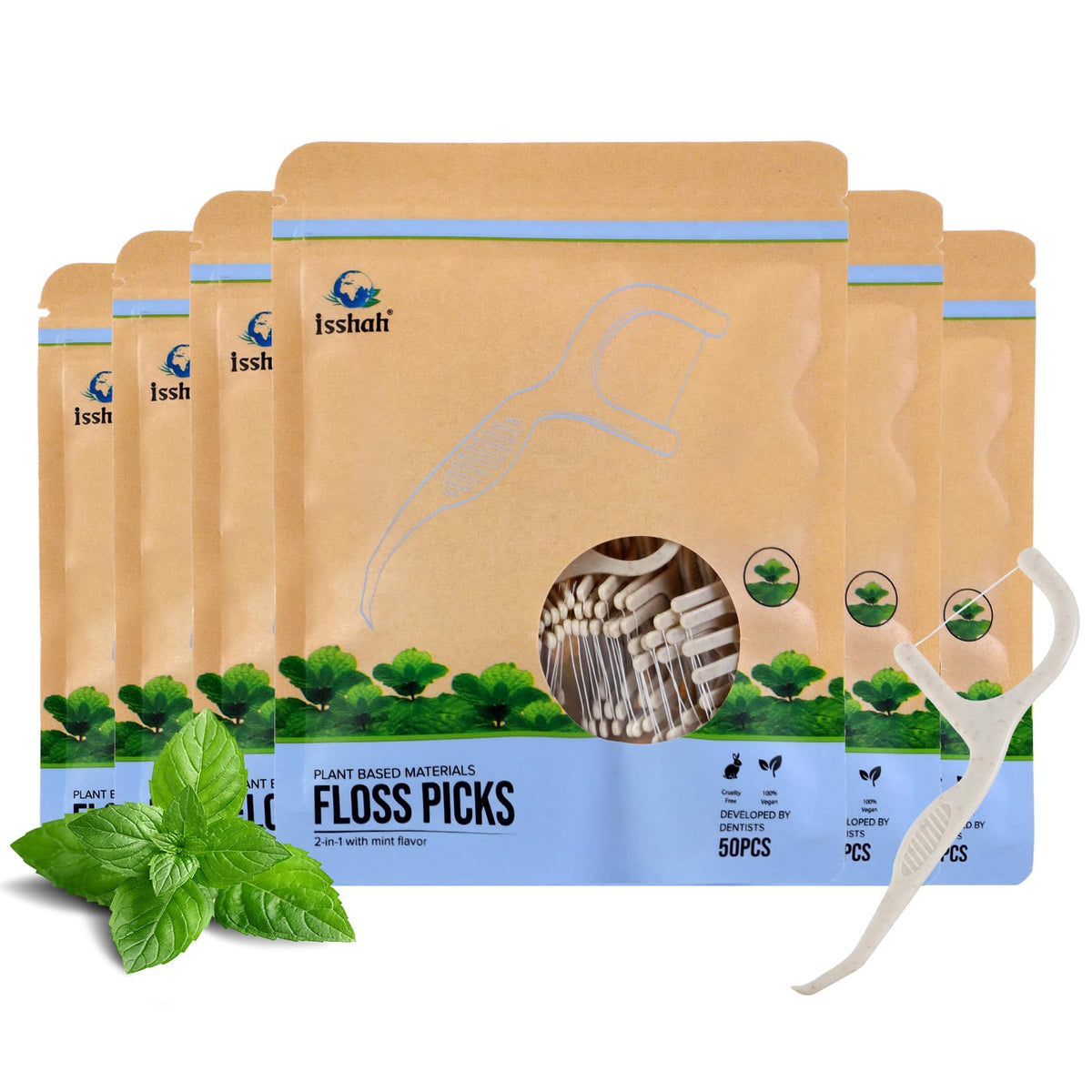Isshah Mint Floss Picks – dual-ended design for easy cleaning