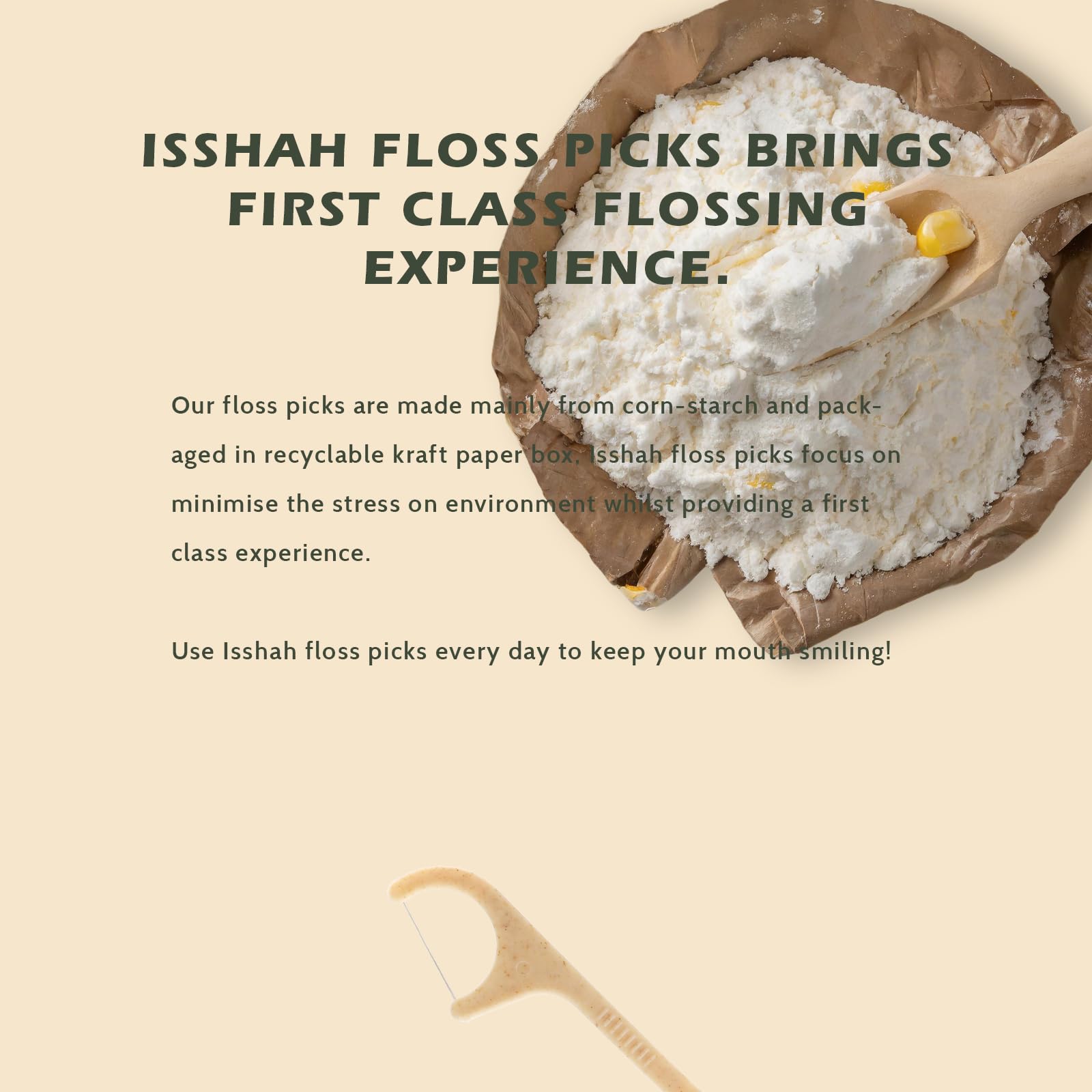 Shred-resistant dental floss picks in mint flavor