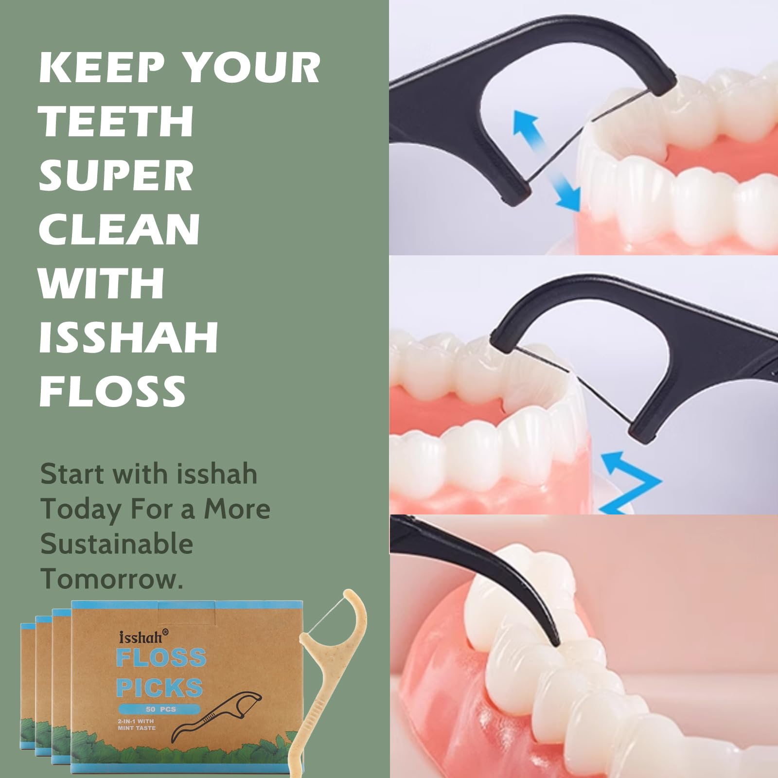 Portable travel packaging for Isshah dental floss picks