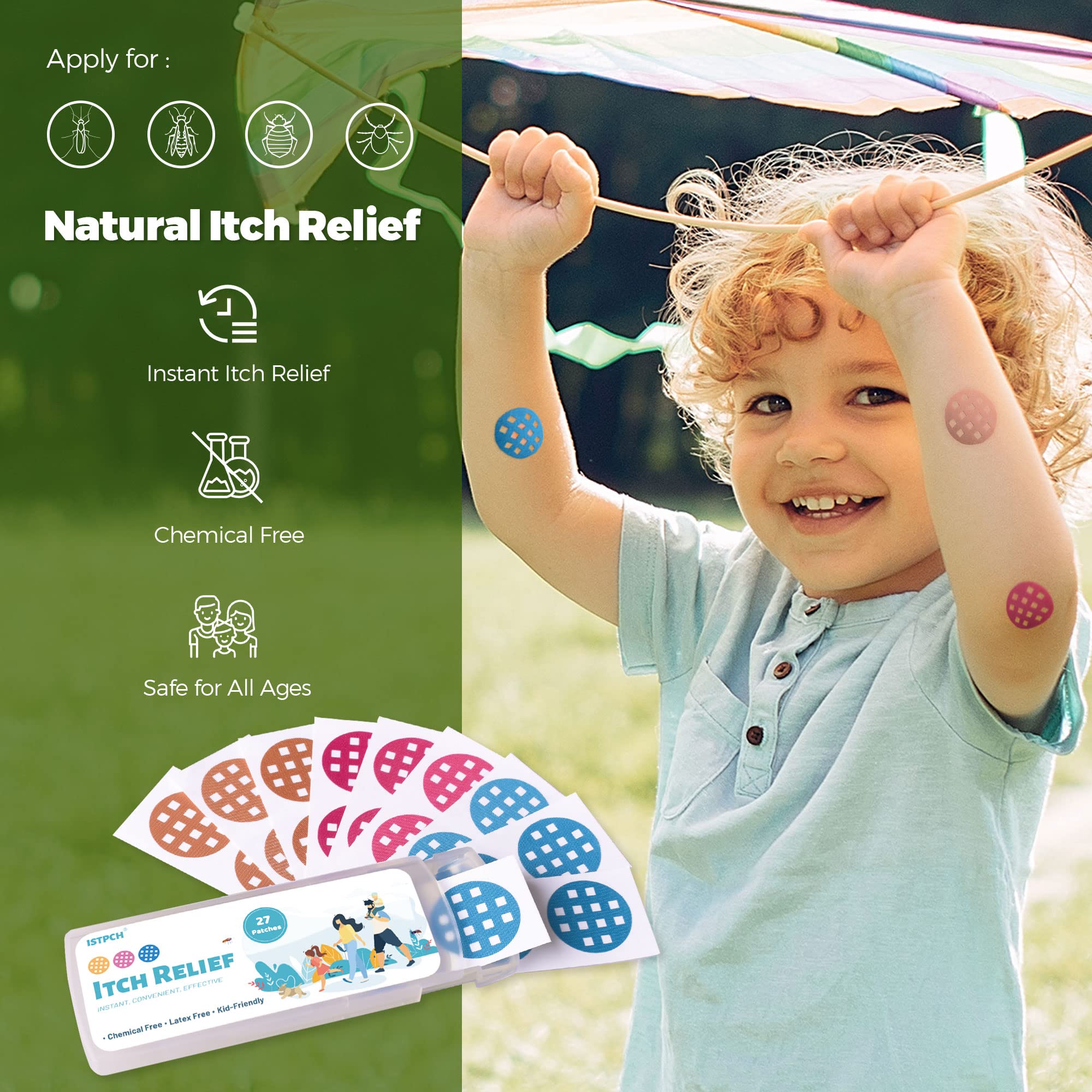 Istpch Itch Relief Patches applied on arm showing discreet use