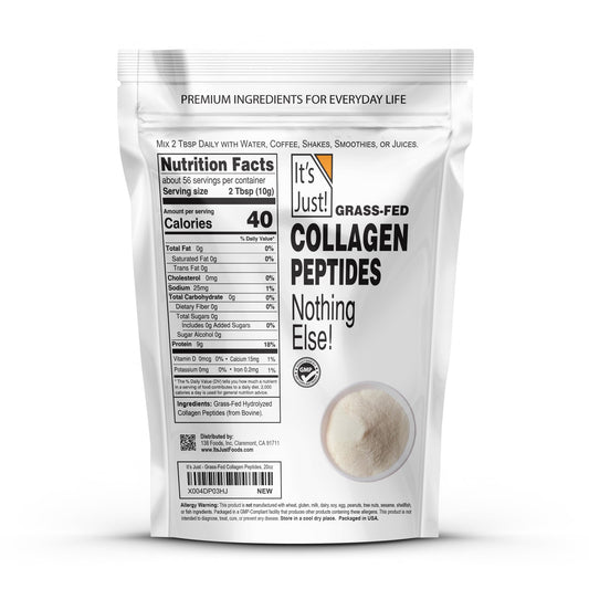 Product label showing It's Just! Collagen Peptides 1.25lb packaging