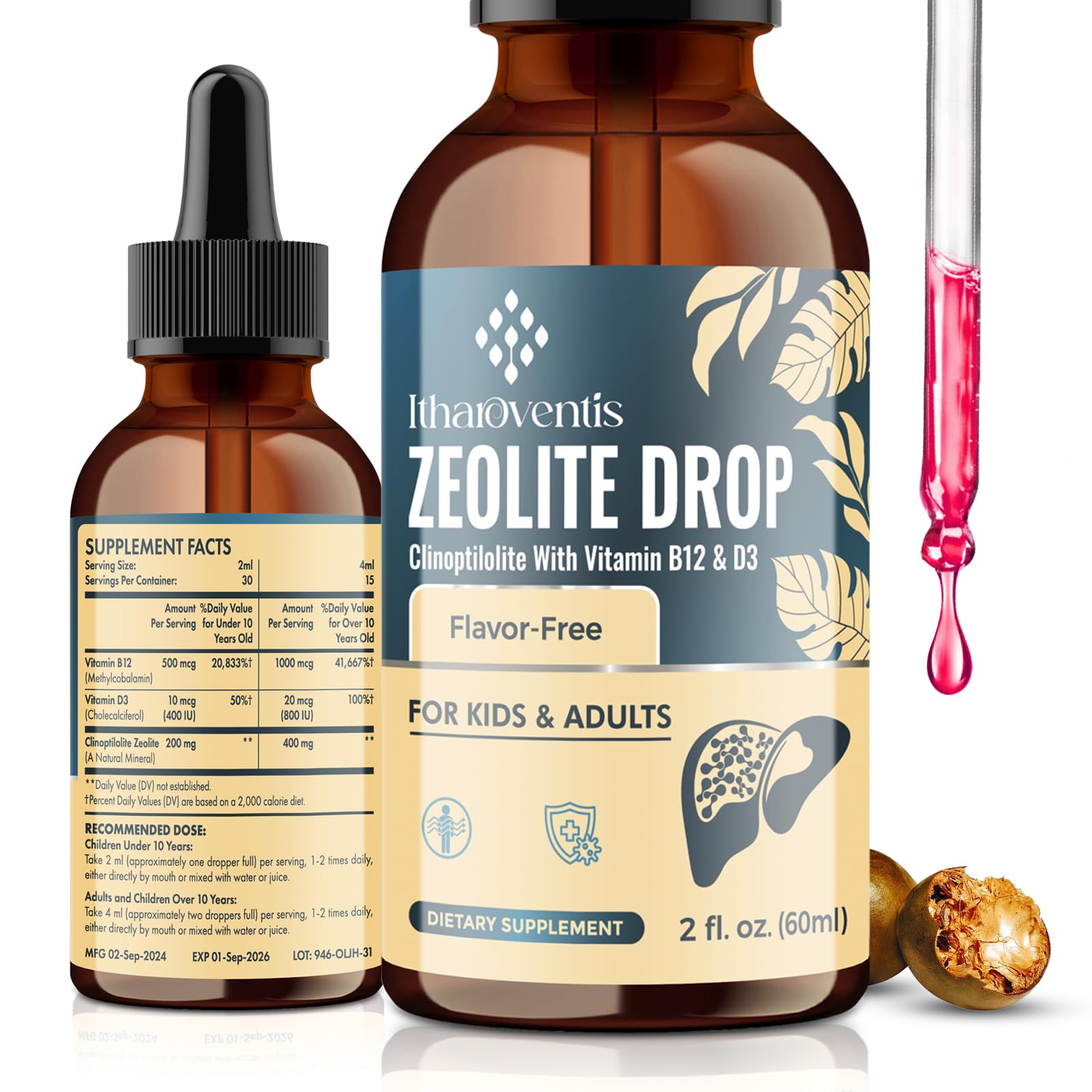 Itharoventis Zeolite Liquid Drops bottle front view - 2 Fl Oz