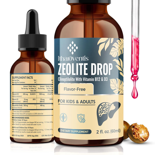 Itharoventis Zeolite Liquid Drops bottle front view - 2 Fl Oz